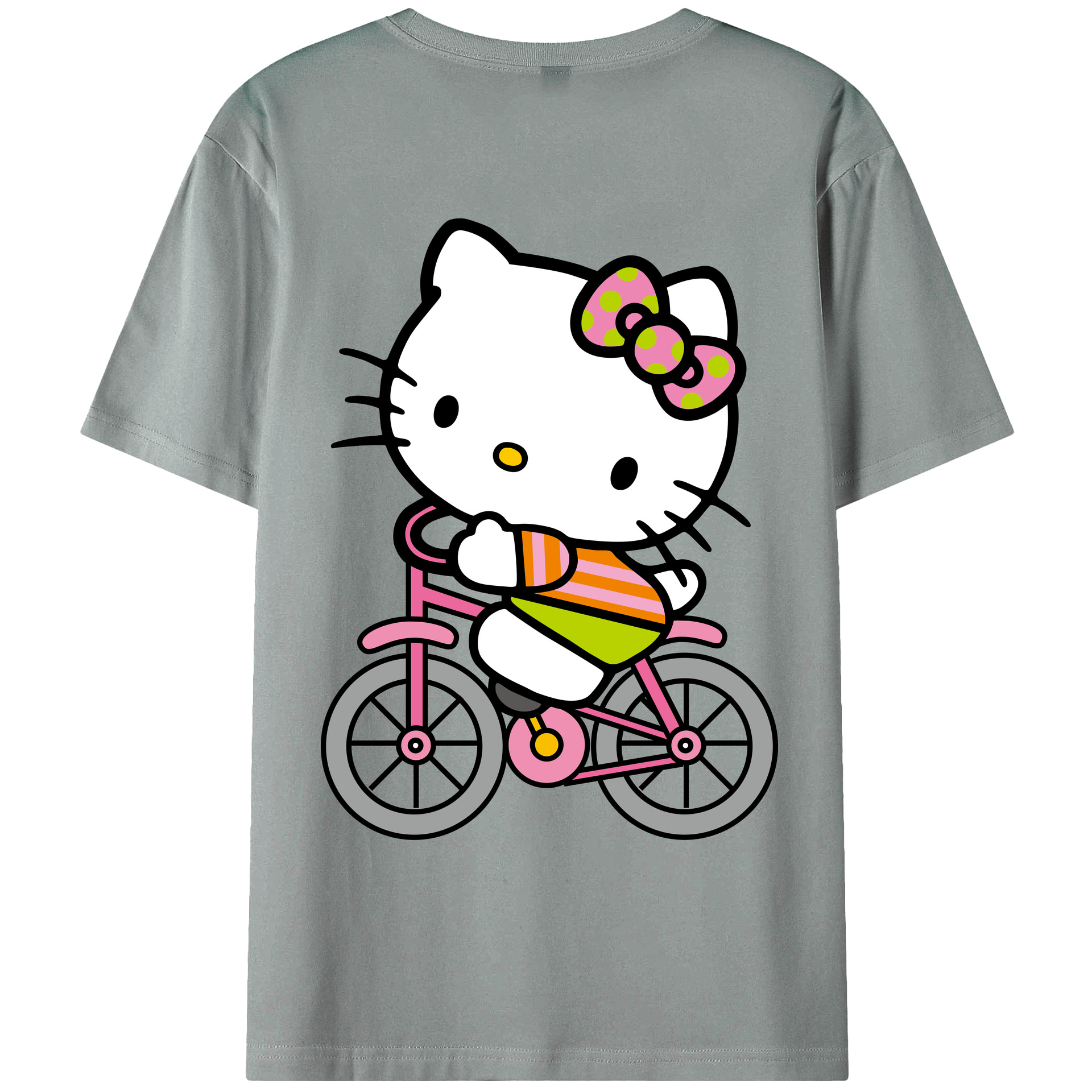 （画像用） Hello Kitty ハローキティ 綿100％ メンズ半袖Tシャツ（バックプリント） 通気性